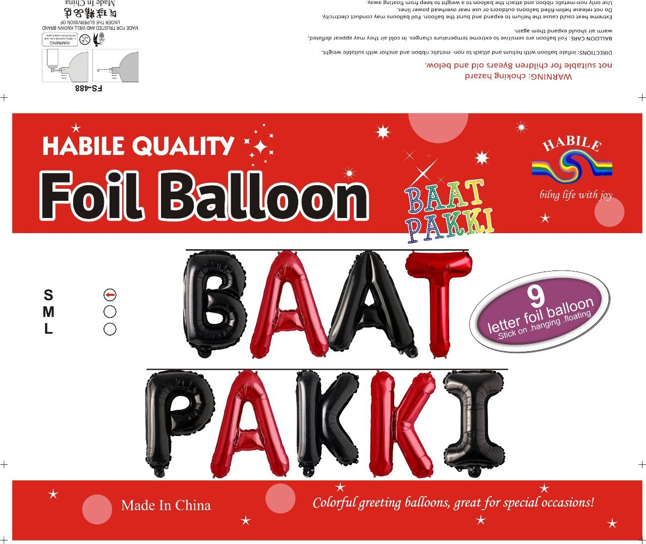 BAAT PAKKI Foil Balloon Set – 9 Letter Red & Black Balloons
