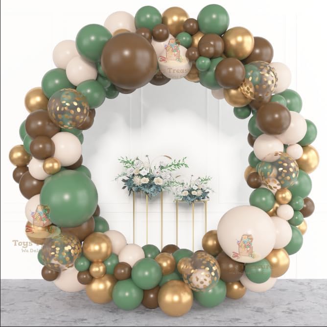 Green Gold Confetti Balloons Decoration kit - 153 Pcs Pack (
