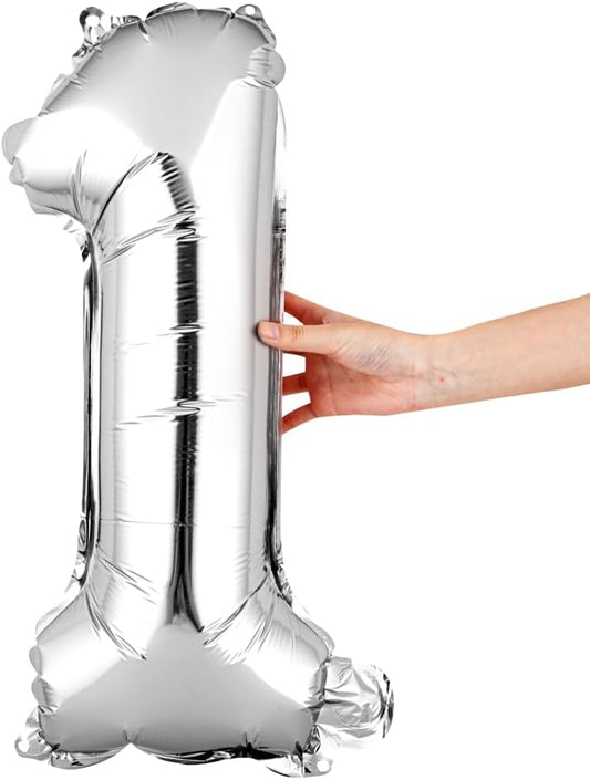1 Pack of foil number Balloons Party Decoration (Silver)