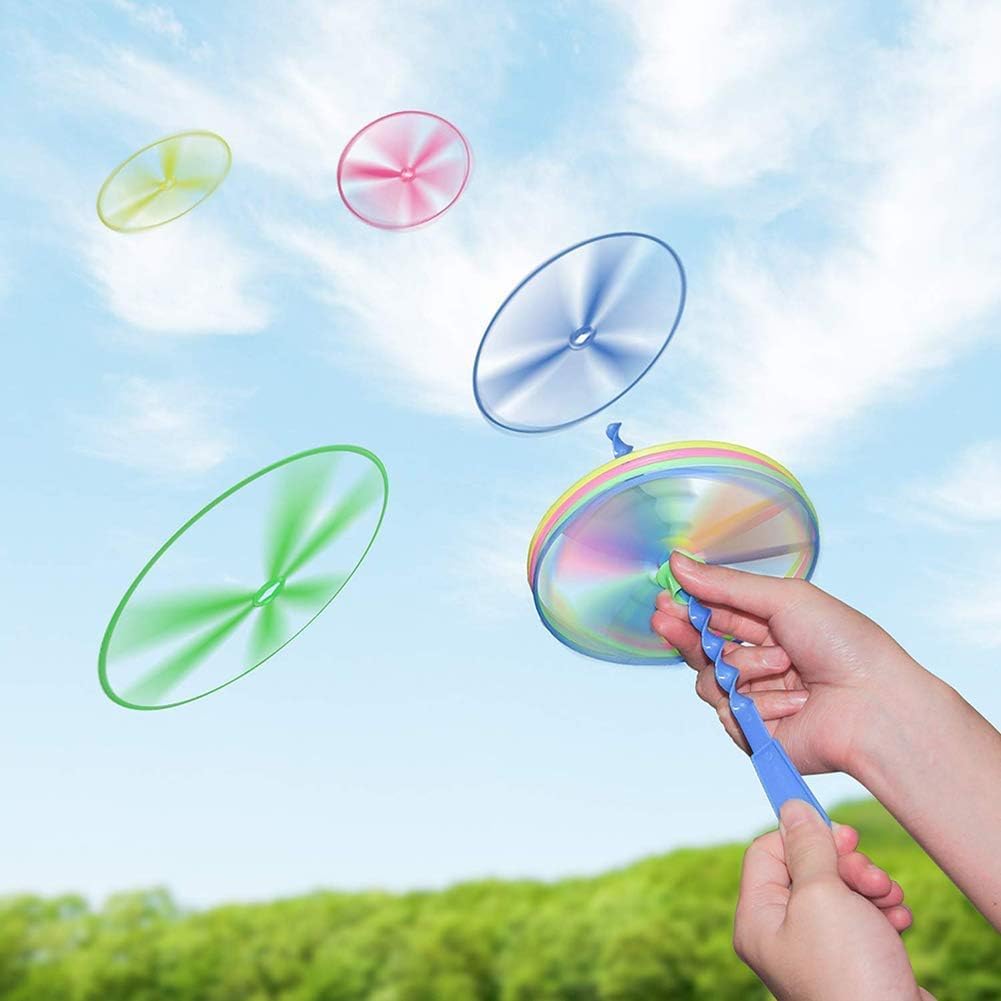 lying Disc Launcher Toy Set – Hand Spin Propeller Toy for Kids (Pack of 6)