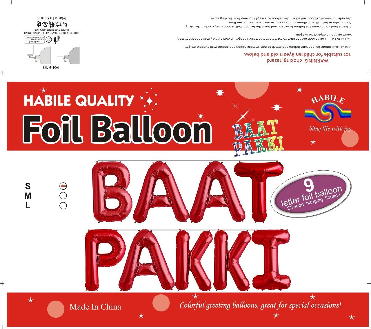 BAAT PAKKI Foil Balloon Set – 9 Letter Red Balloons