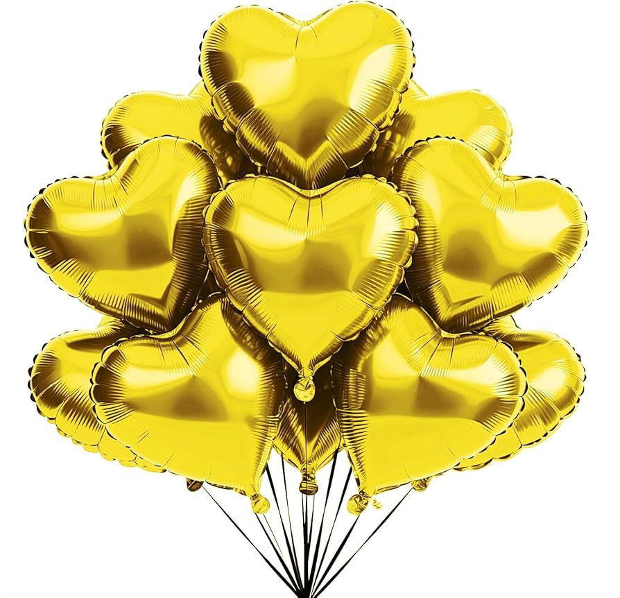 Heart Balloons, 12 Pcs Heart Shaped Foil Balloons