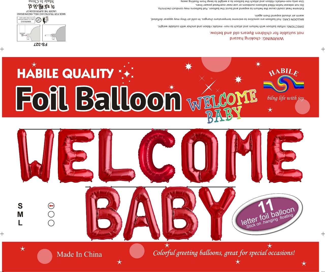 Welcome Baby Foil Balloon Set – 11 Letter Red Balloons