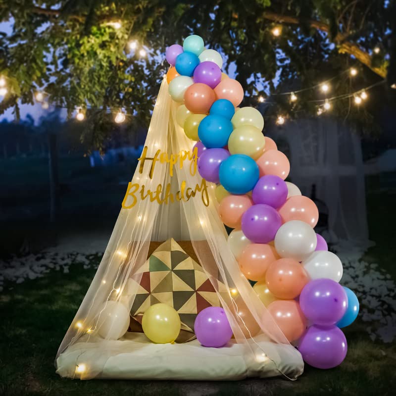 Birthday Decoration Kit Includes Multicolor Pastel Balloons - 49 Pcs Pack