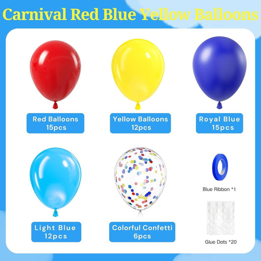 60 Pcs Metallic Red, Blue and Yellow Confetti Balloons for Wedding & Birthday Party
