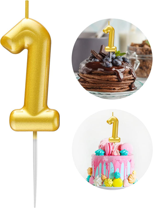 Golden Number Candle Happy Birthday 3D Number Candles for Birthday Cake