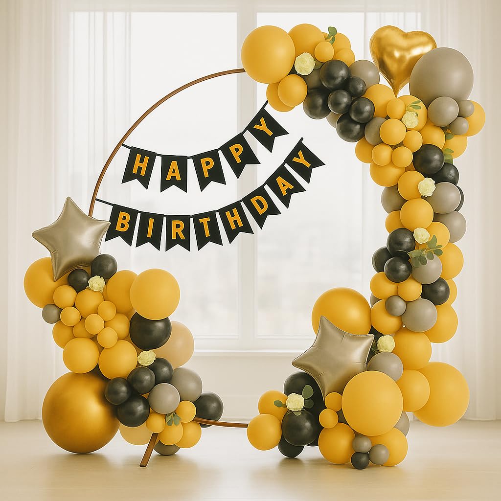 Luxurious 49-Piece Blue White Gold Birthday Balloon Arch Banner Decoration Kit