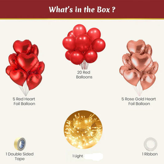 Romantic Red Balloon Decoration Kit – Set of 33 Pcs