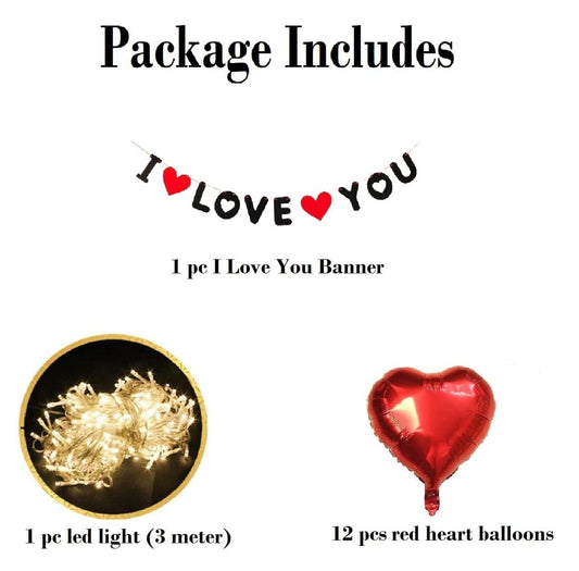 I Love You Banner Decoration Kit - Set of 14 Pcs
