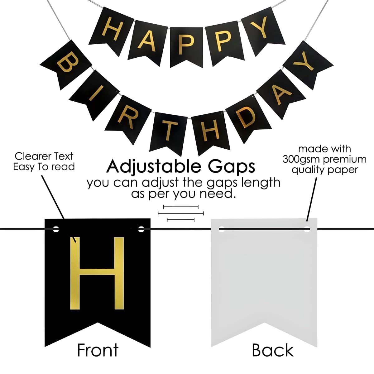 Luxury Black & Gold Birthday Decoration Kit – Set of 69 Pcs