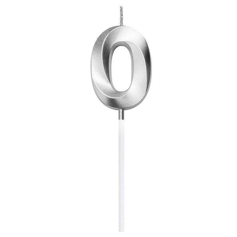 3D Number Candles for Cake (Silver)