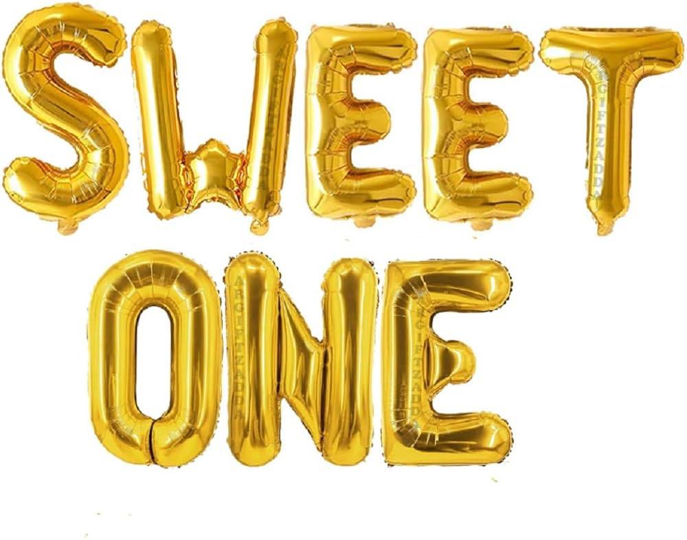 Sweet one Foil Balloon Set – 8 Gold Letter Balloons