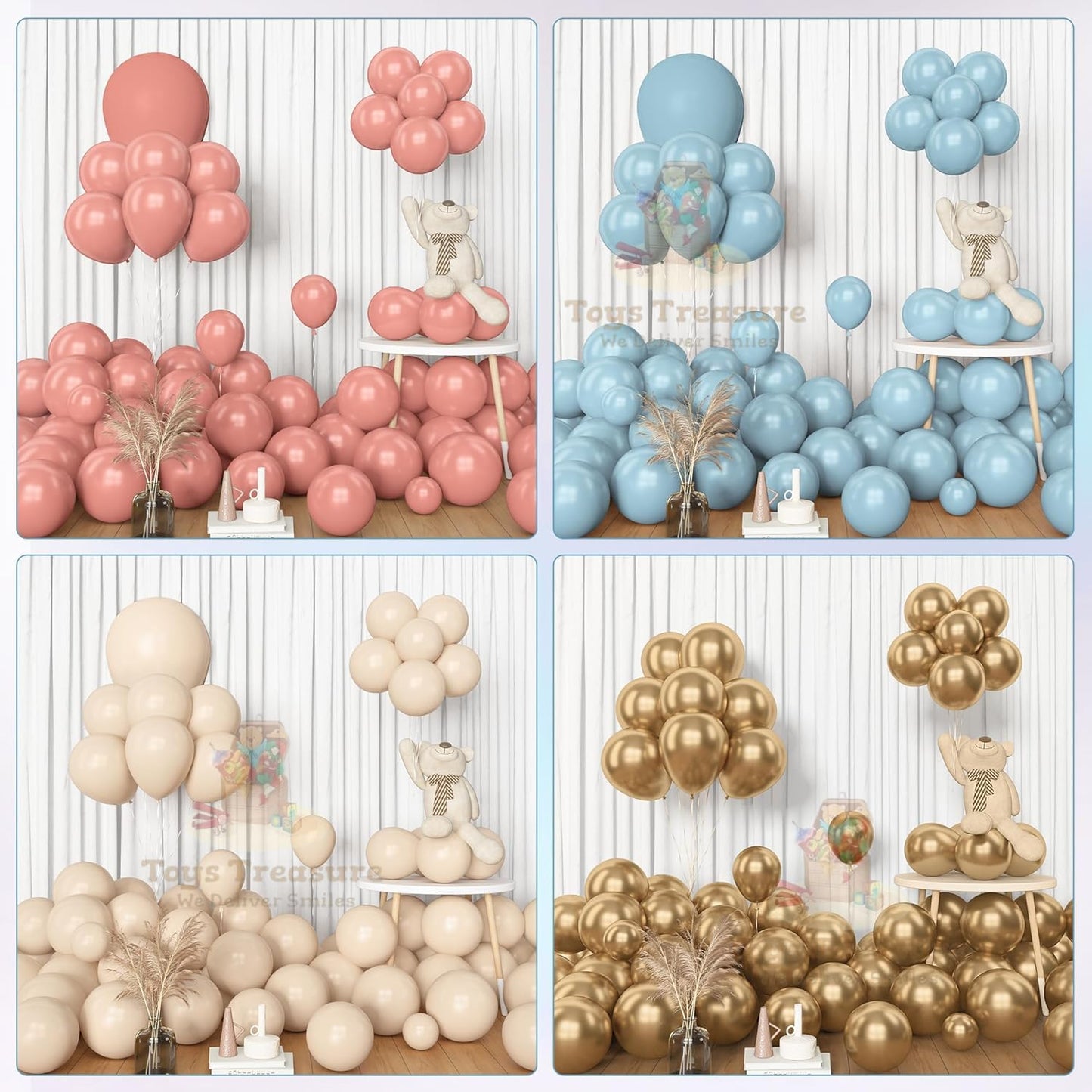 Pink, Blue Gold Latex Metallic Confetti Balloons kit - 153 Pcs Pack