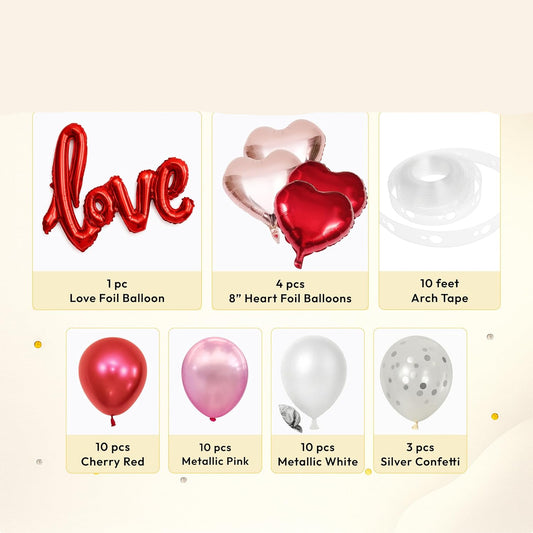 Romantic Red & White Love Balloon Decoration Set - 39 Pcs Pack