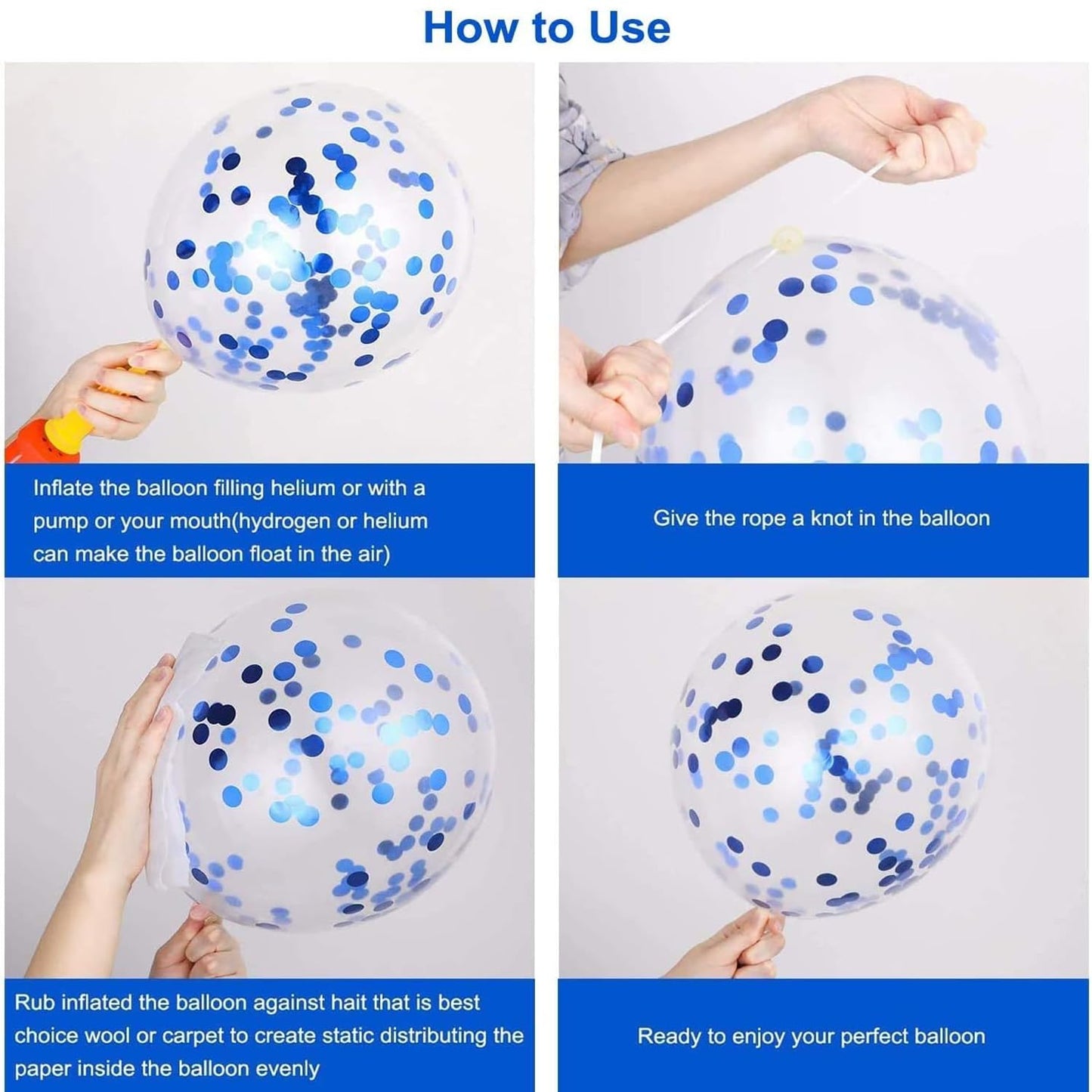 Blue & White Confetti Birthday Decoration Kit – Set of 9 Pcs