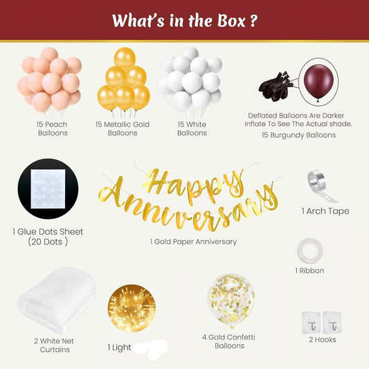 Anniversary Decoration Kit For Couples - Set of 73 Pcs