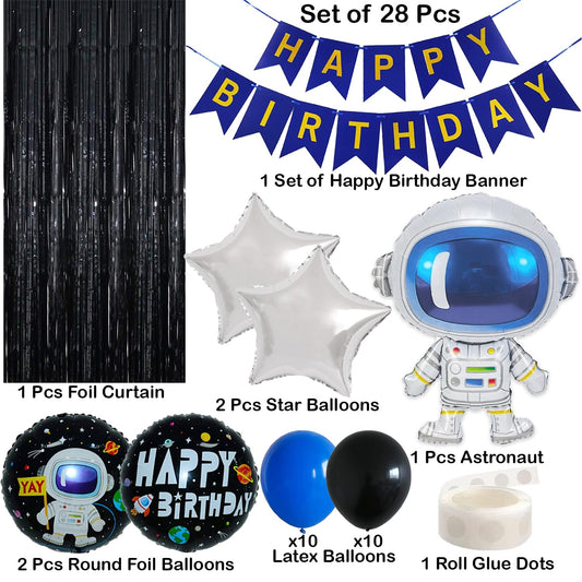 Space Theme Birthday Decoration Kit – Set of 28 Pcs