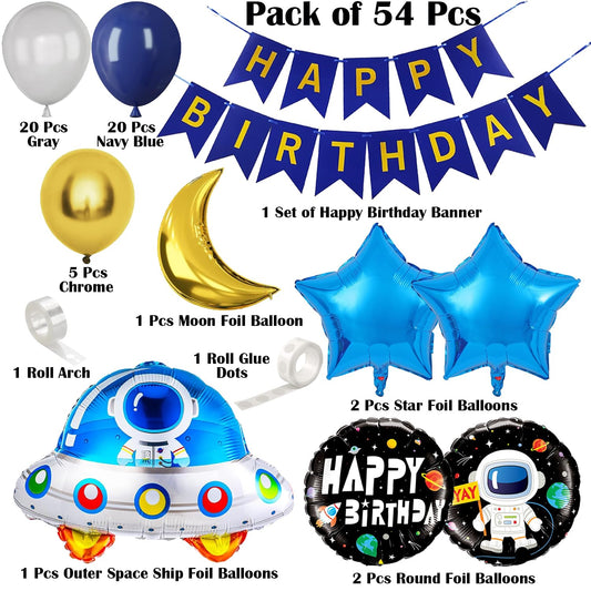 Space Theme Birthday Decoration Kit – Set of 54 Pcs