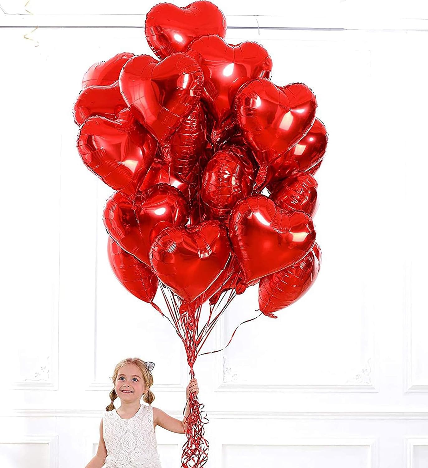 Heart Balloons, 12 Pcs Heart Shaped Foil Balloons for Valentines Day