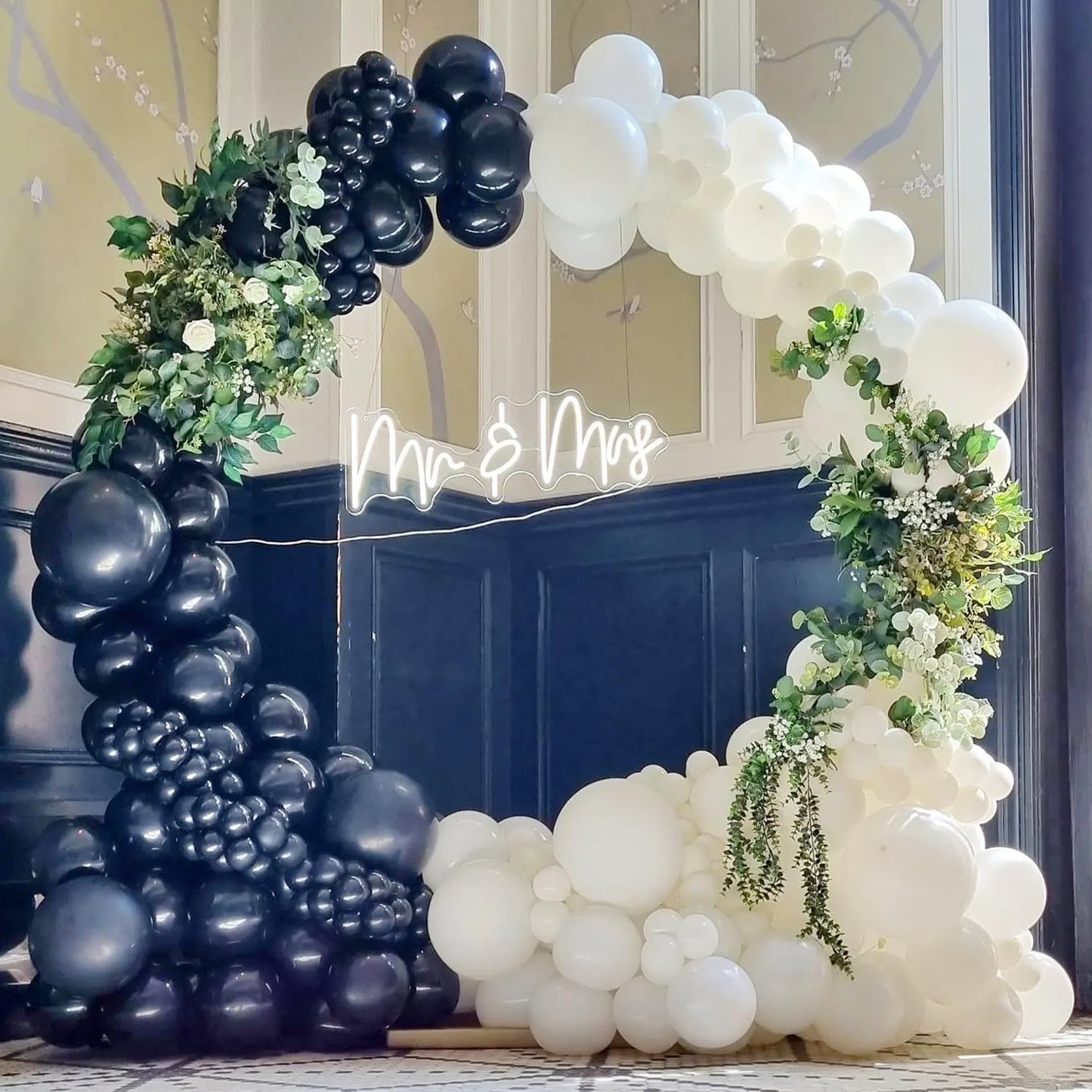 Black White Balloon Garland Kit - 110 Pcs Wedding & Birthday Party