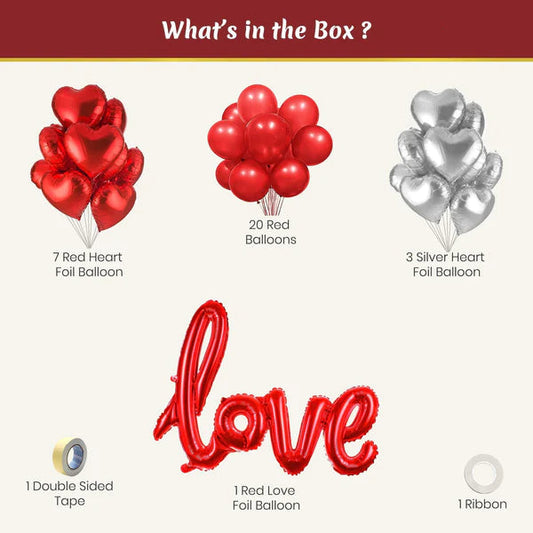 Romantic Love Balloon Decoration Kit – Set of 33 Pcs