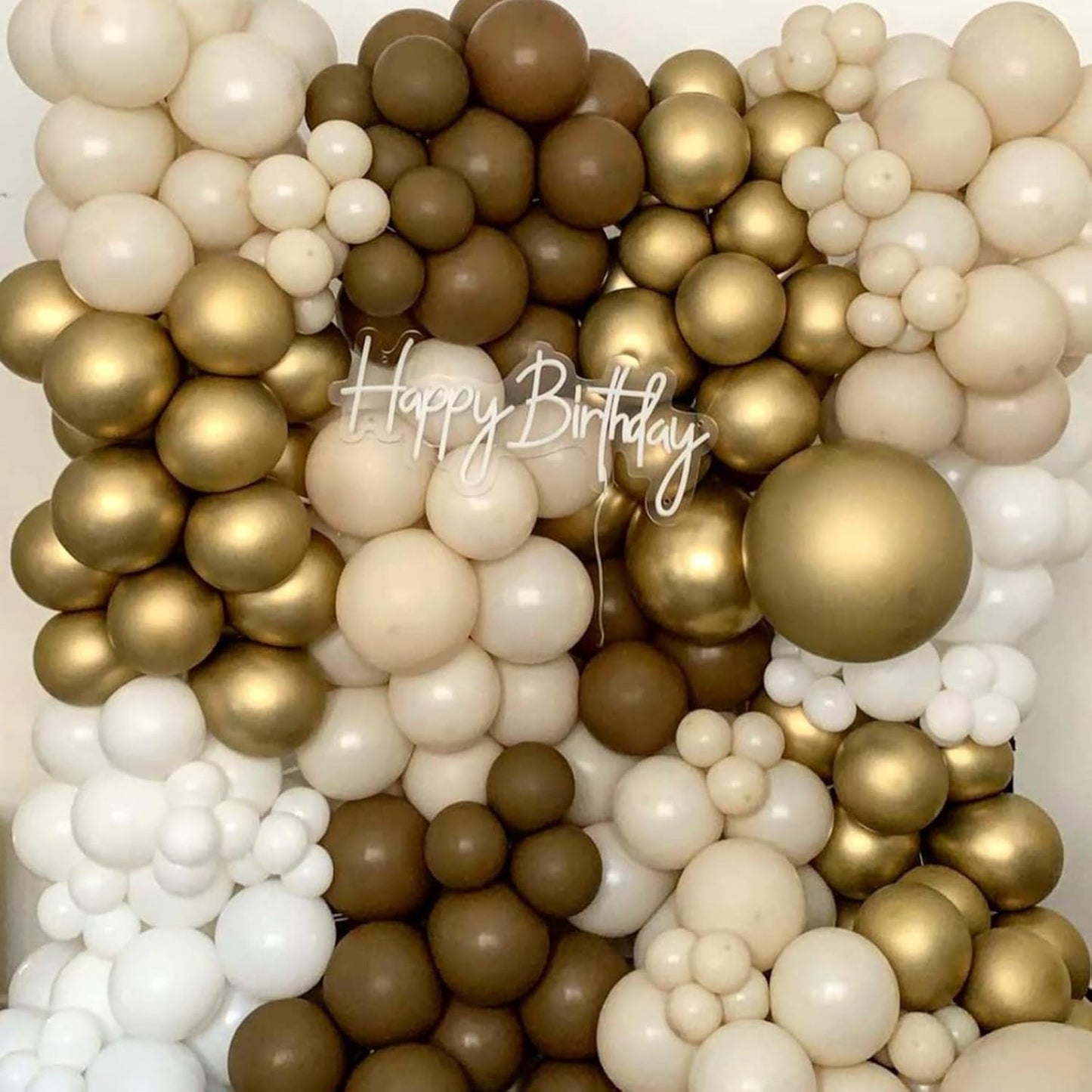 60pcs Metallic Gold Brown and White Confetti Balloons for Wedding & Birthday