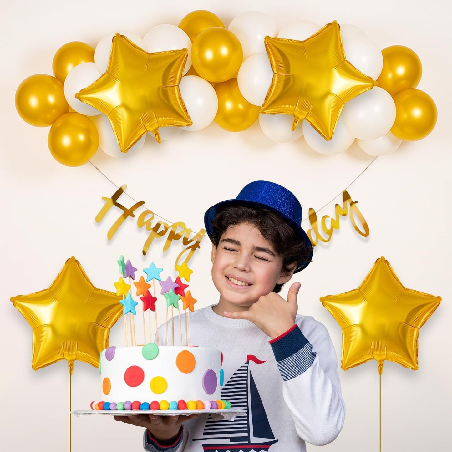 Golden Star Birthday Decoration Kit with Banner & Balloons – 26 Pcs Combo