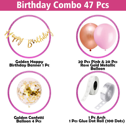 Birthday Decoration Items For Girls -Peak of 47Pcs