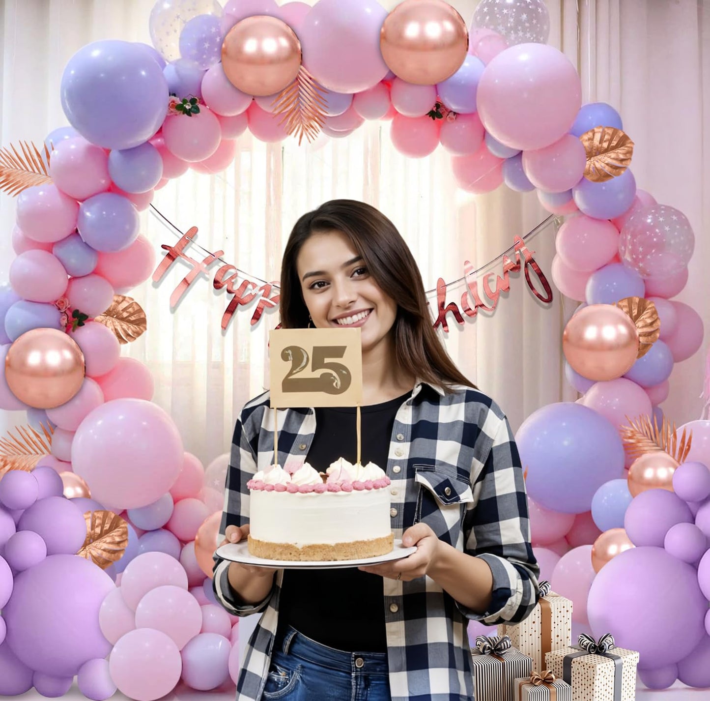 Metallic Pink & Blue Birthday Balloon Decoration Kit – 60 Pcs Combo