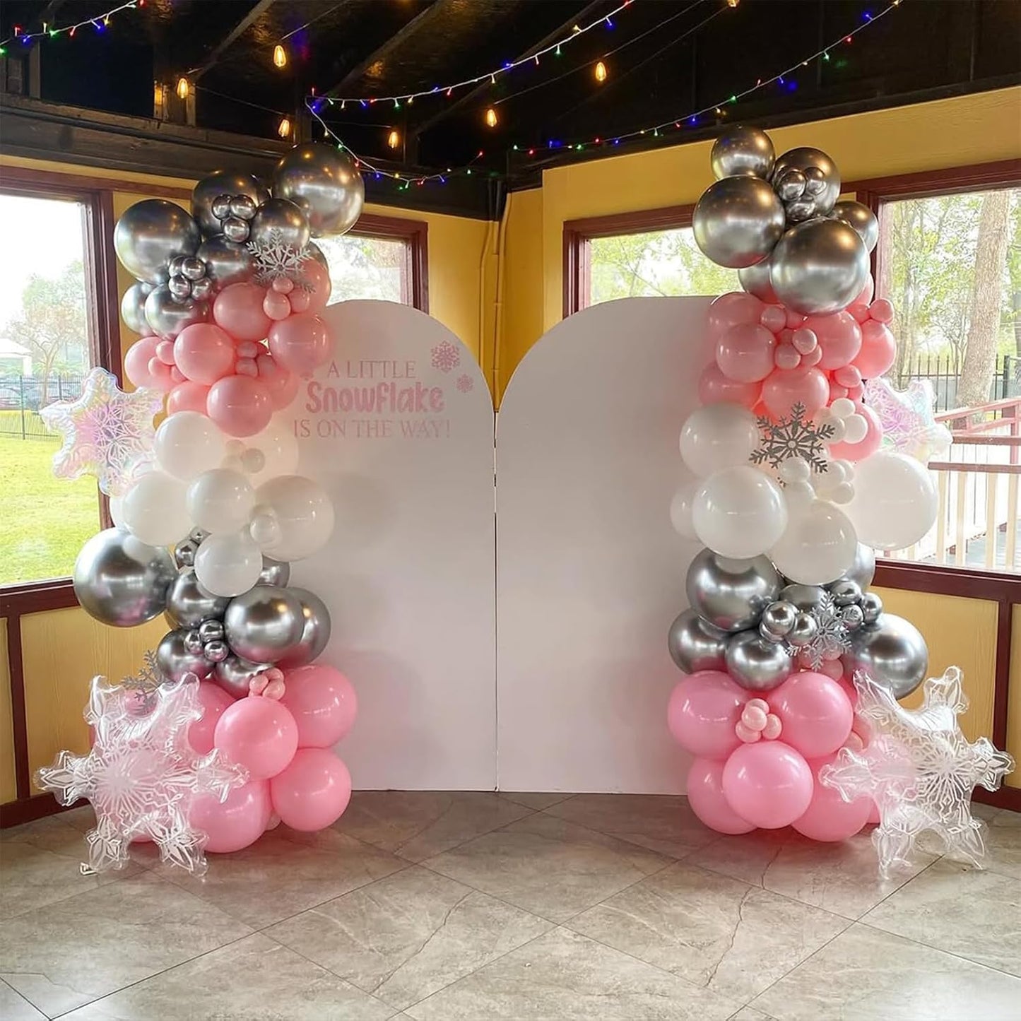 Pastel Pink, White, Silver Chrome And Confetti Balloons 60 Pcs Pack