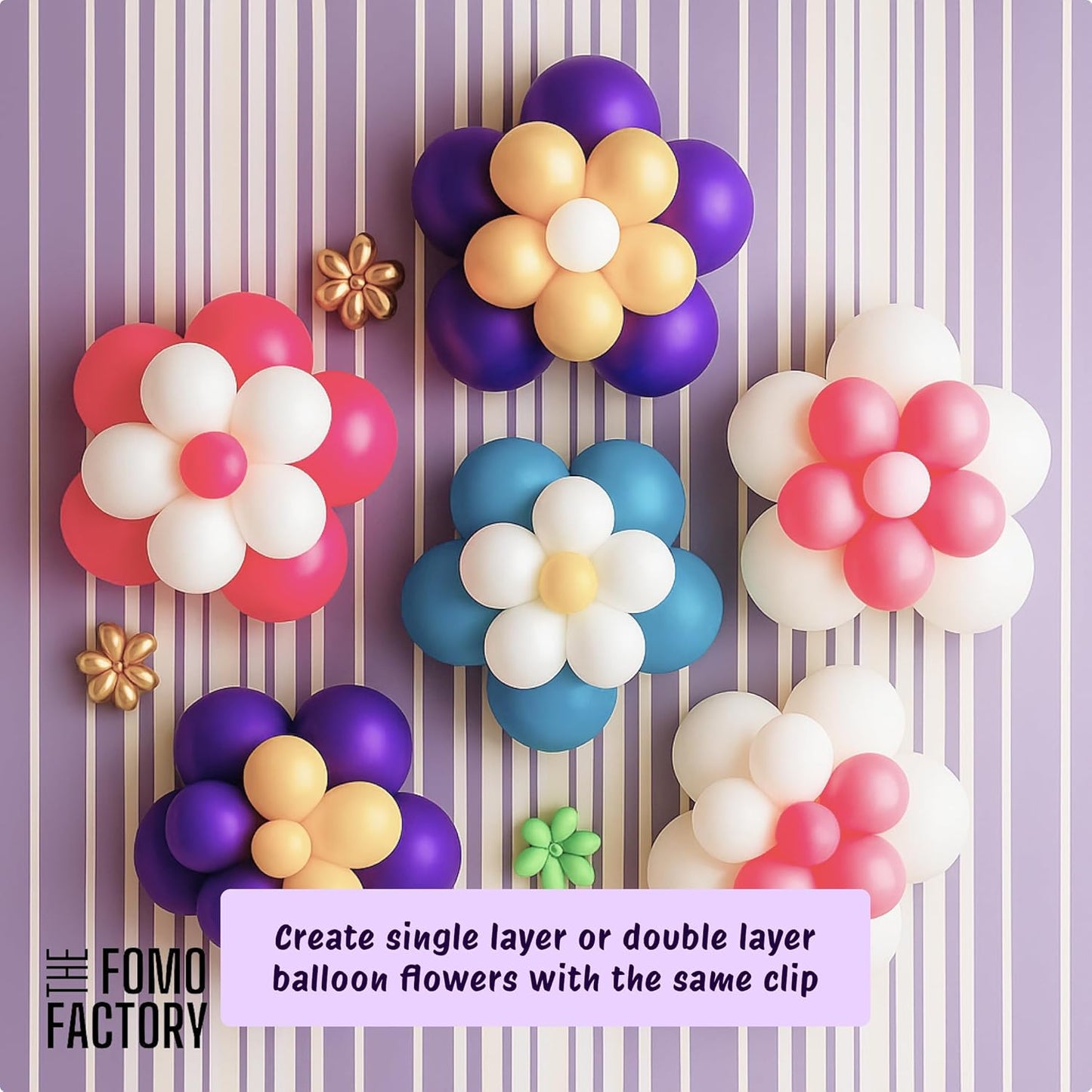 Pastel Theme Birthday Decoration Kit with flower clip– Set of 58 Balloons
