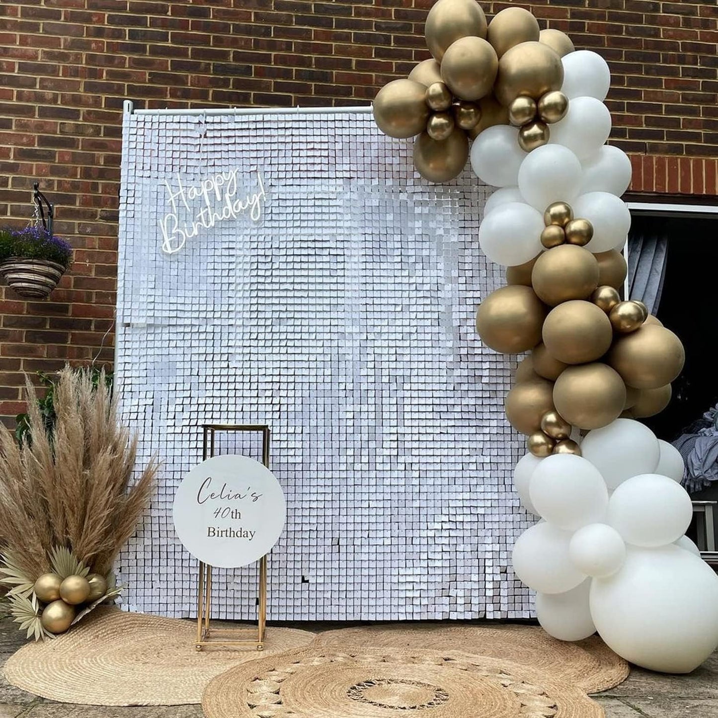 110 Pcs White Gold Wedding Decoration Set & Birthday Party