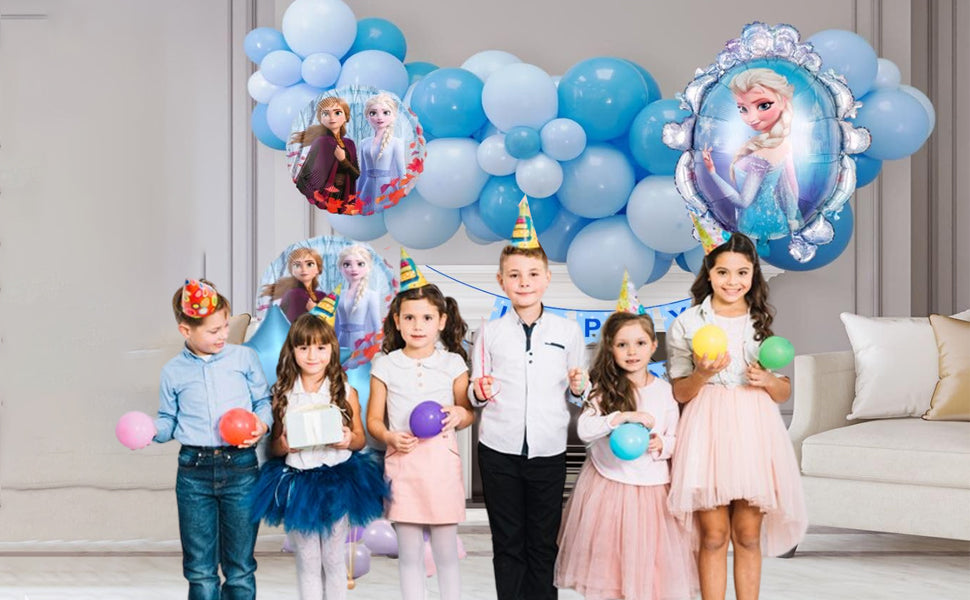 Party Town Frozen Princess 48-Piece Balloon Kit with Foil & Blue Latex