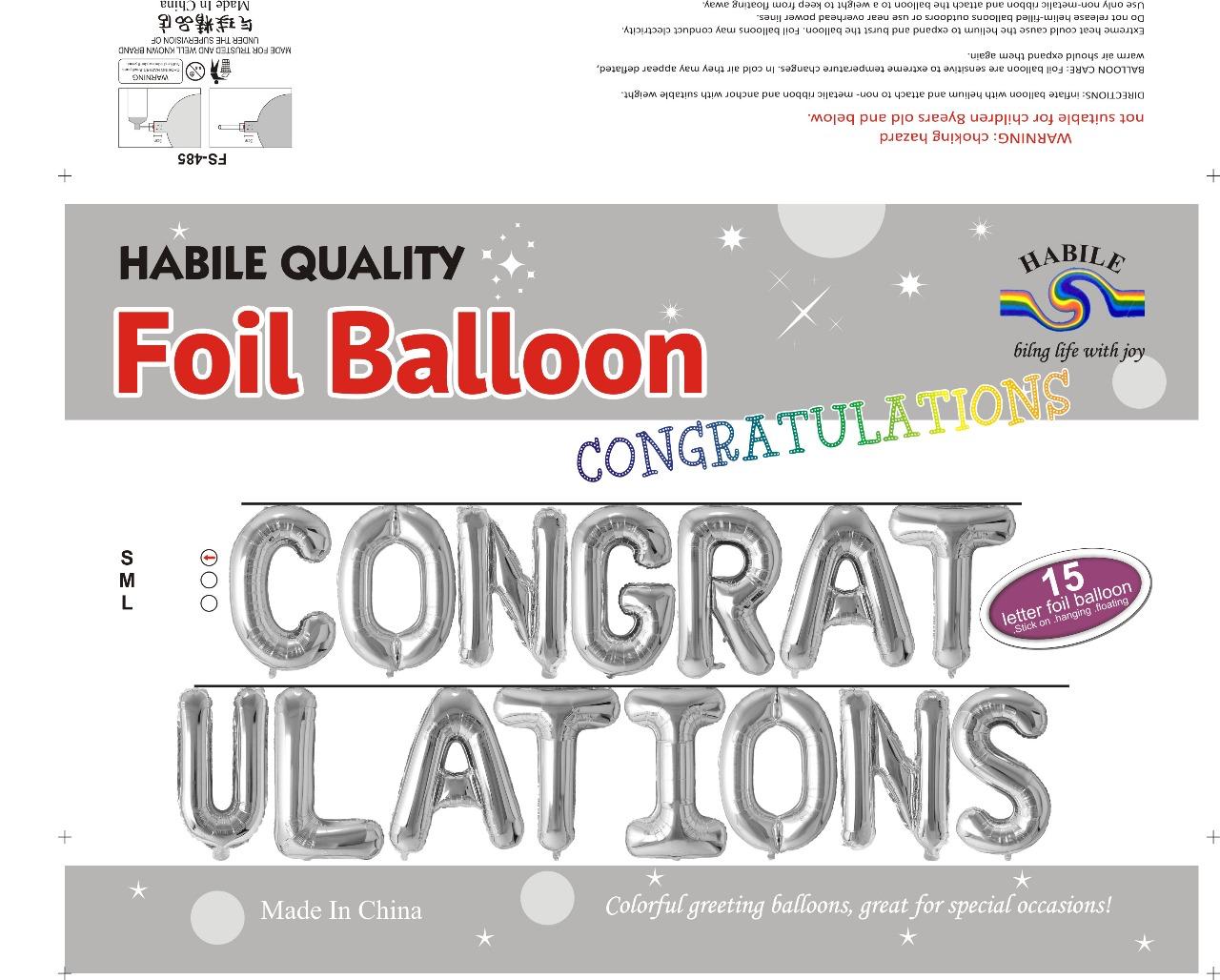 CONGRATULATIONS Foil Balloon Set – 13 Silver Letter