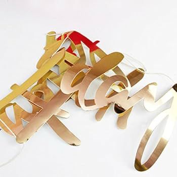 Happy Birthday Cursive Banner - Cardstock with Ribbon