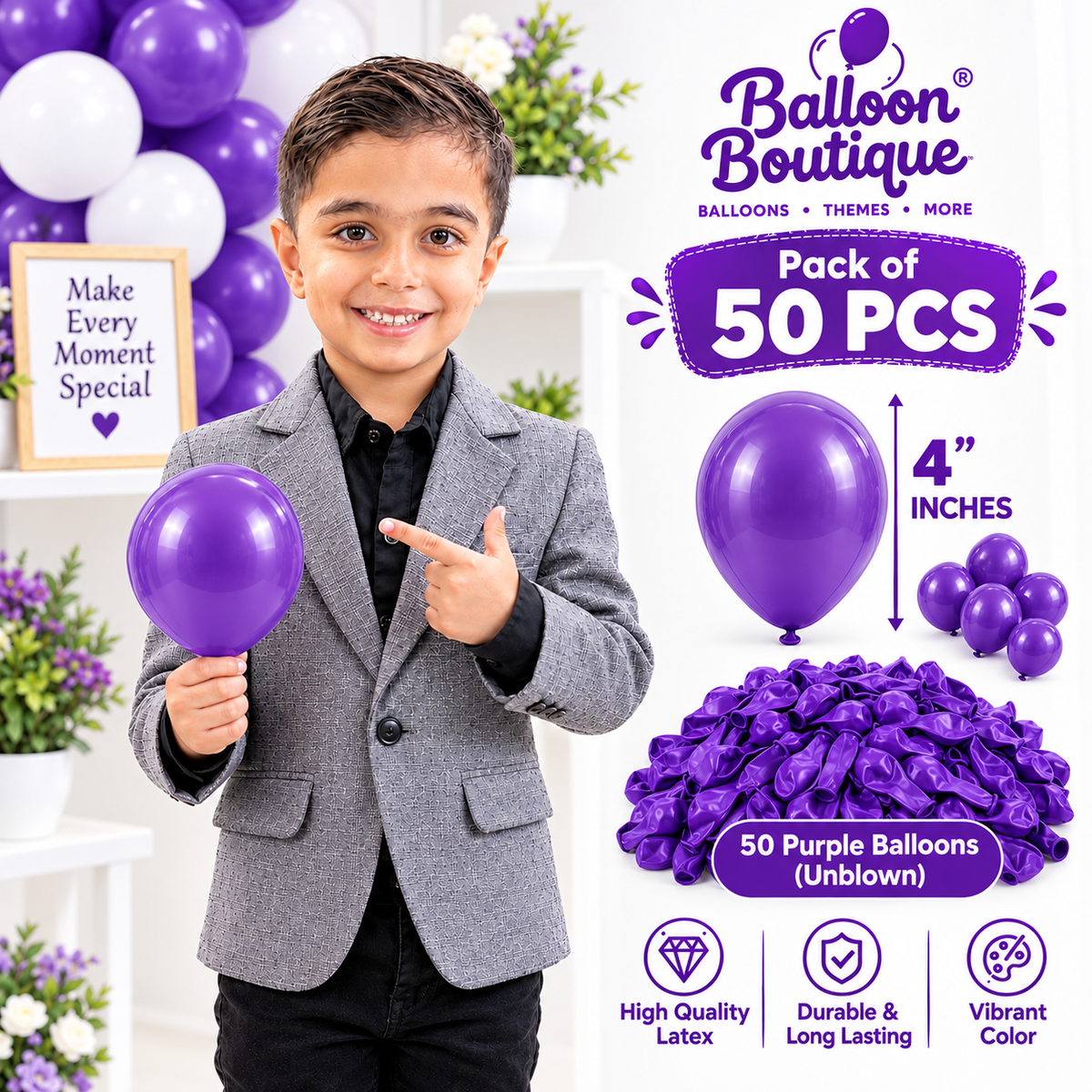 4 Inch Balloons - 50 Pcs Pack