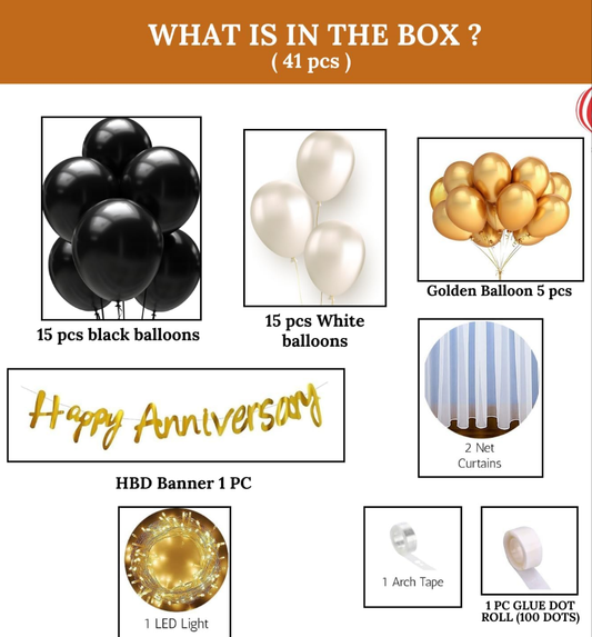 Happy Anniversary Decoration Item For Cabana Tent 41 pcs set Theme