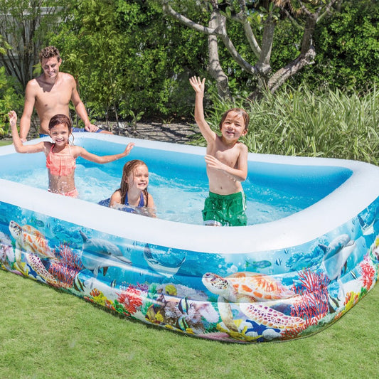 RECTANGULAR TROPICAL INFLATABLE FAMILY POOL (10 ft x 6 ft) (22 inches height)