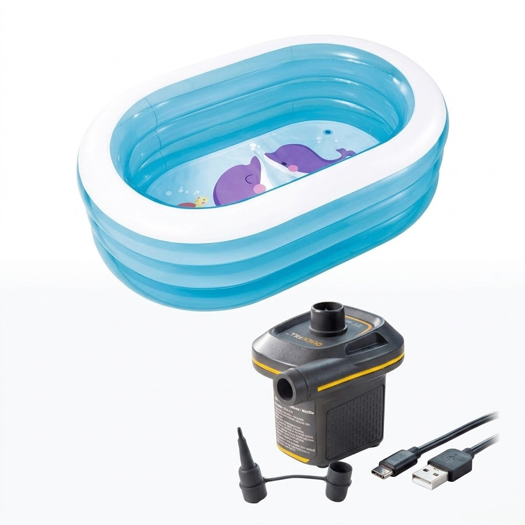 64 x 42 inches Inflatable Swimming Pool for Kids & Family 162x106x45 cm