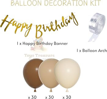 Brown Beige Birthday Decoration Kit - Set of 92 Pcs