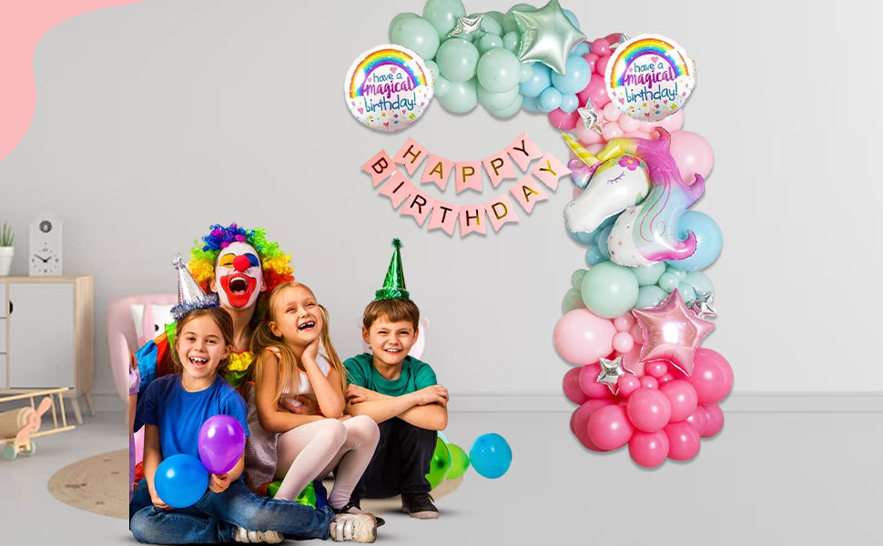 Party Town 83-Piece Unicorn Balloon Arch Kit: Helium Foil & Pastel Birthday Decorations