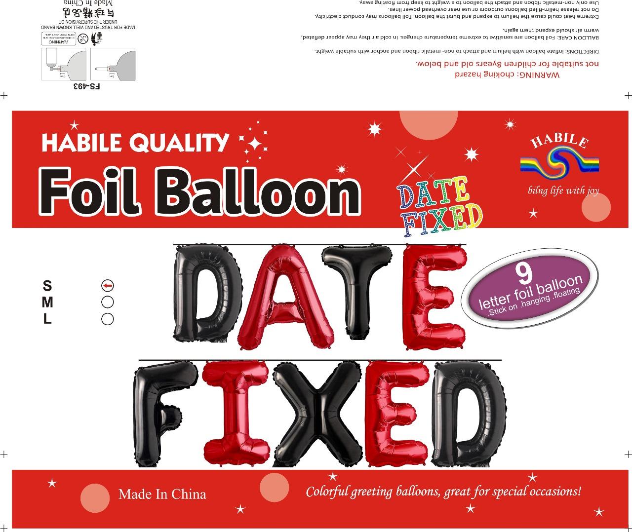 Date Fixed Foil Balloon Set – 9 Red & Black Letter Balloons
