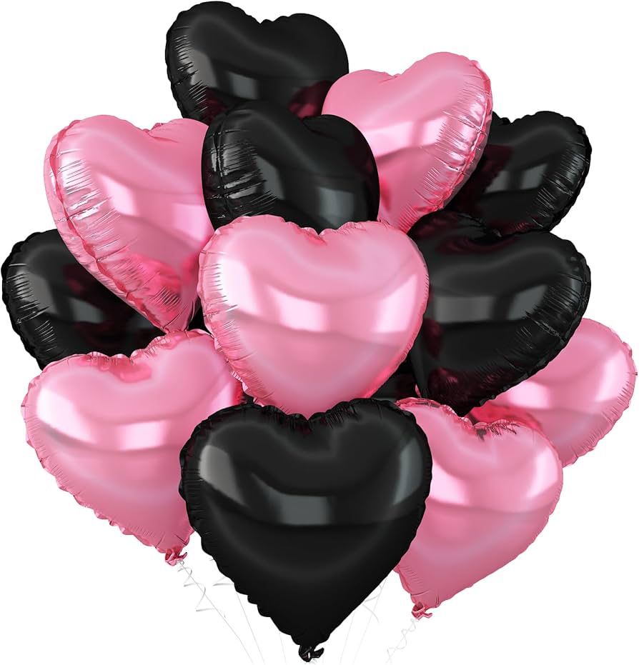 Heart Balloons, 12Pcs Heart Shaped Foil Balloons
