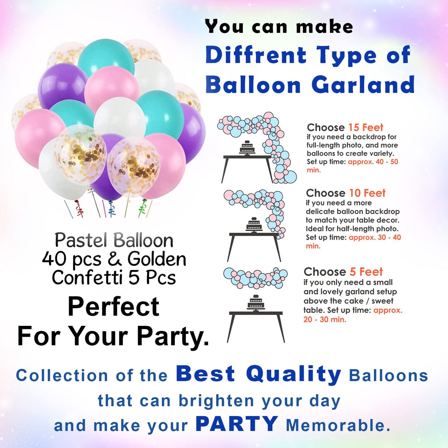 Unicorn Theme Birthday Decoration Kit – 50 pcs combo