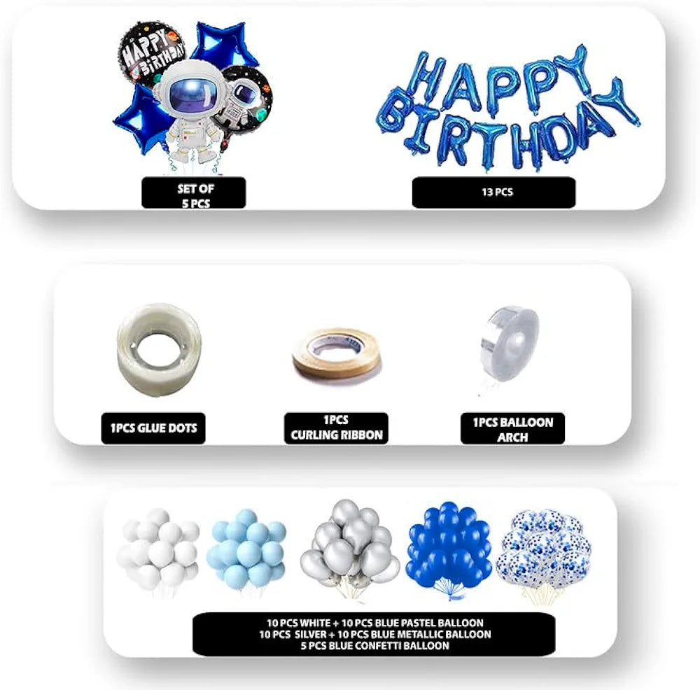 Space Boy Foil Balloon pack of 66 pcs (All in single pakage)