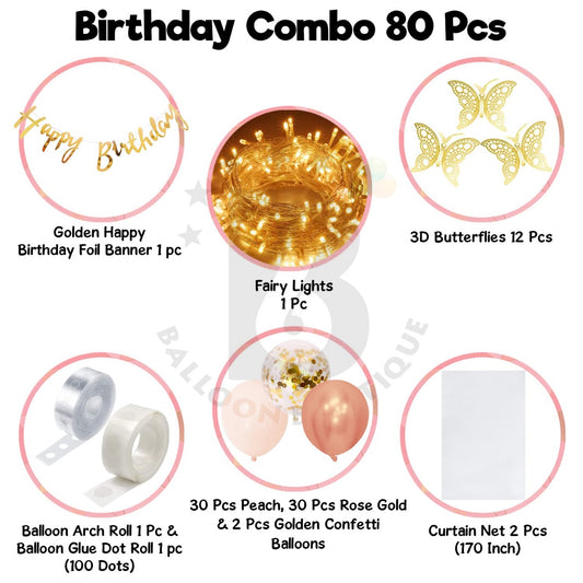 Butterfly's Birthday decoration 80 Pcs pack curtains tapes banner fairy light balloon kit