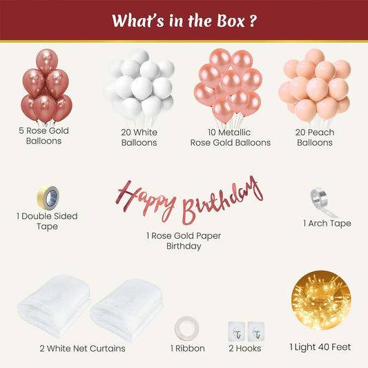 Peach Birthday Decoration Kit for Girls - 64 Pcs Combo set