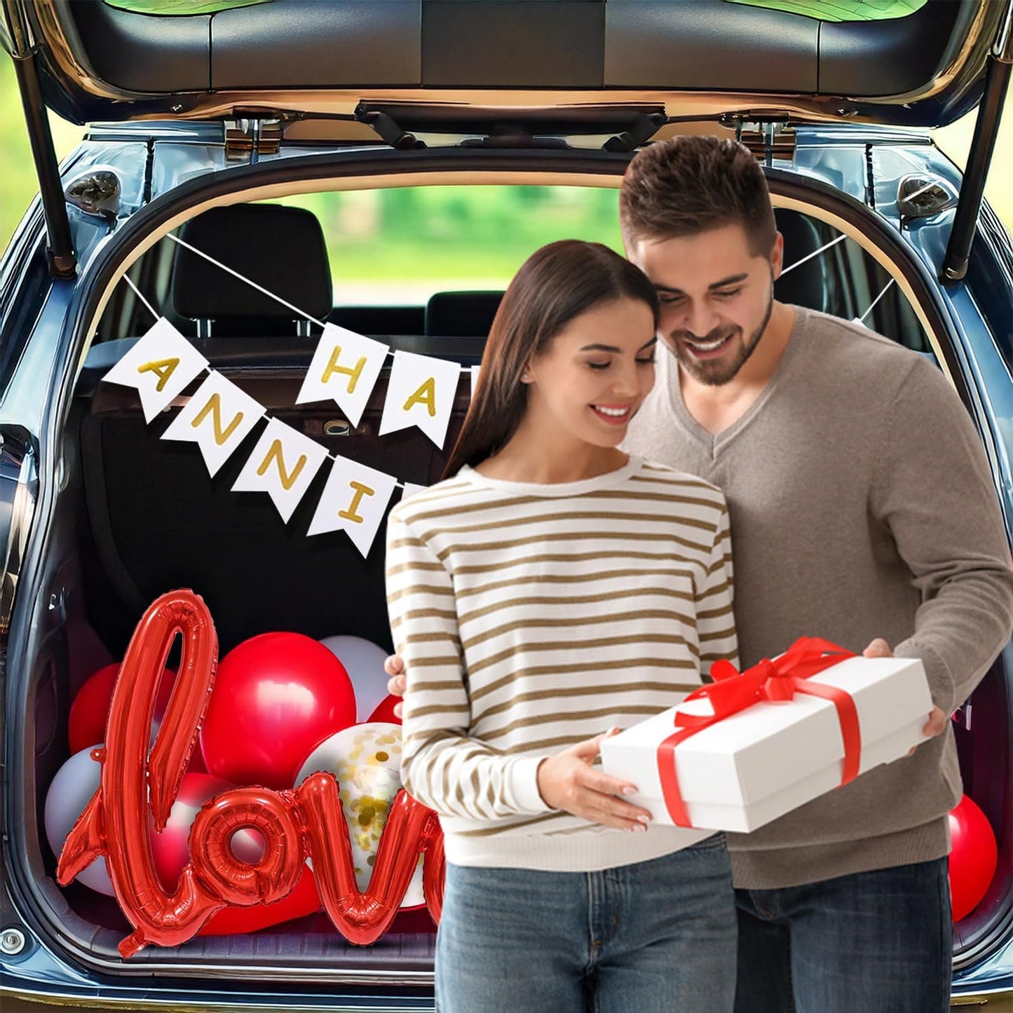 Happy anniversary Car Boot Decoration Combo, Love Foil Balloon For Decoration 25 PCs