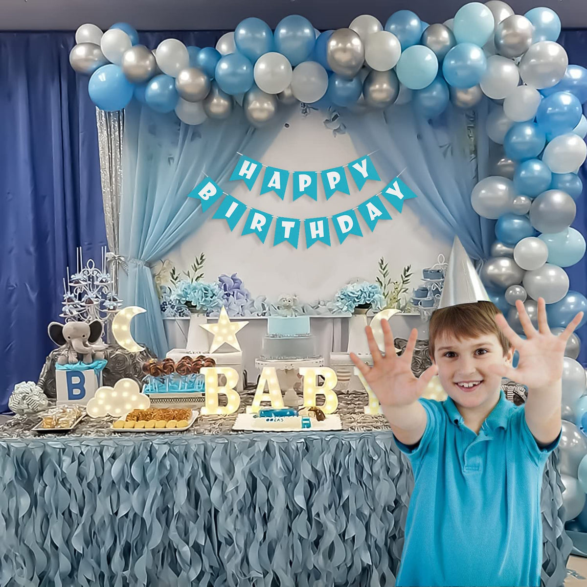 Blue Birthday Decoration Kit 68 items