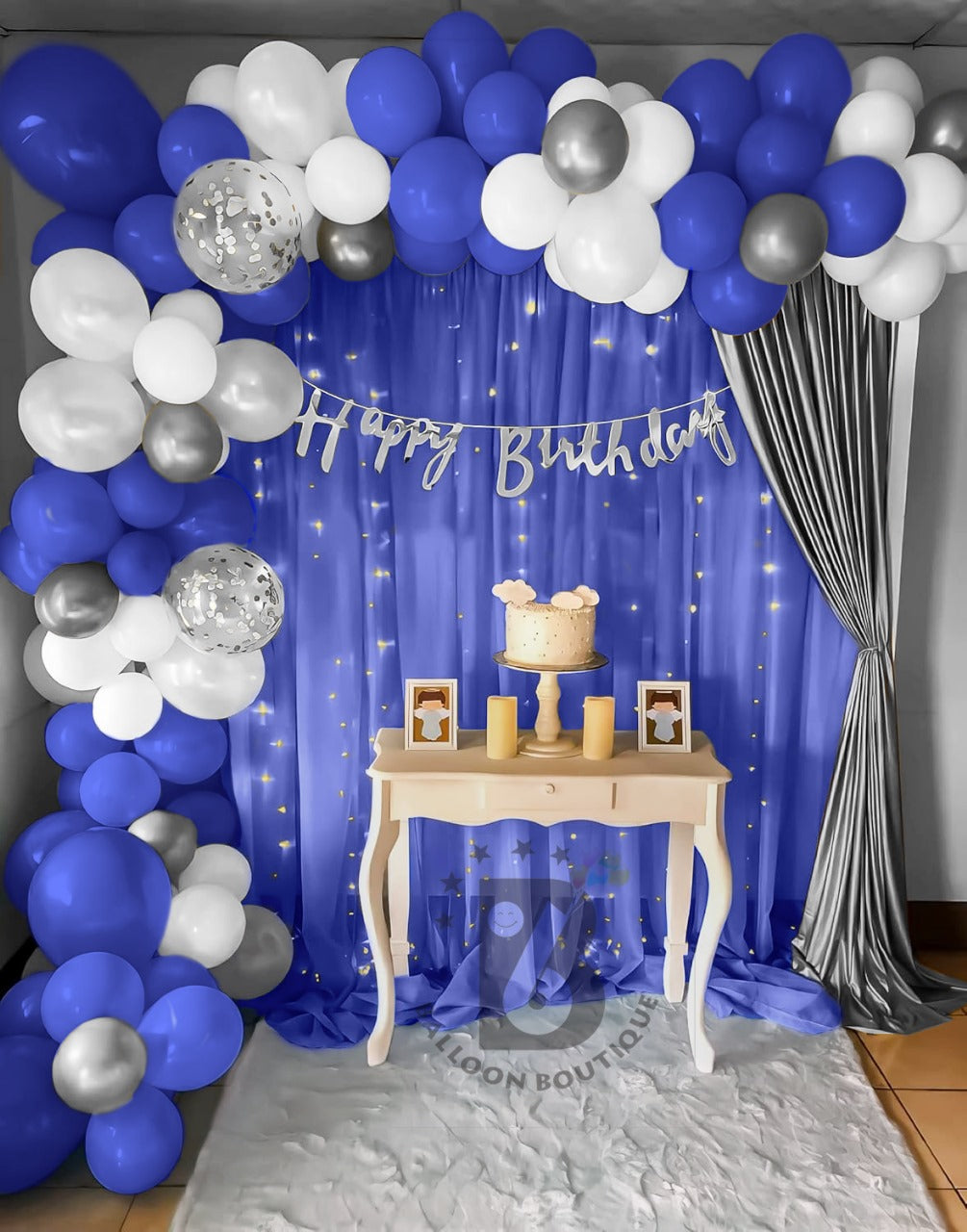 Boy birthday Themes 76 pcs set light curtains balloons more